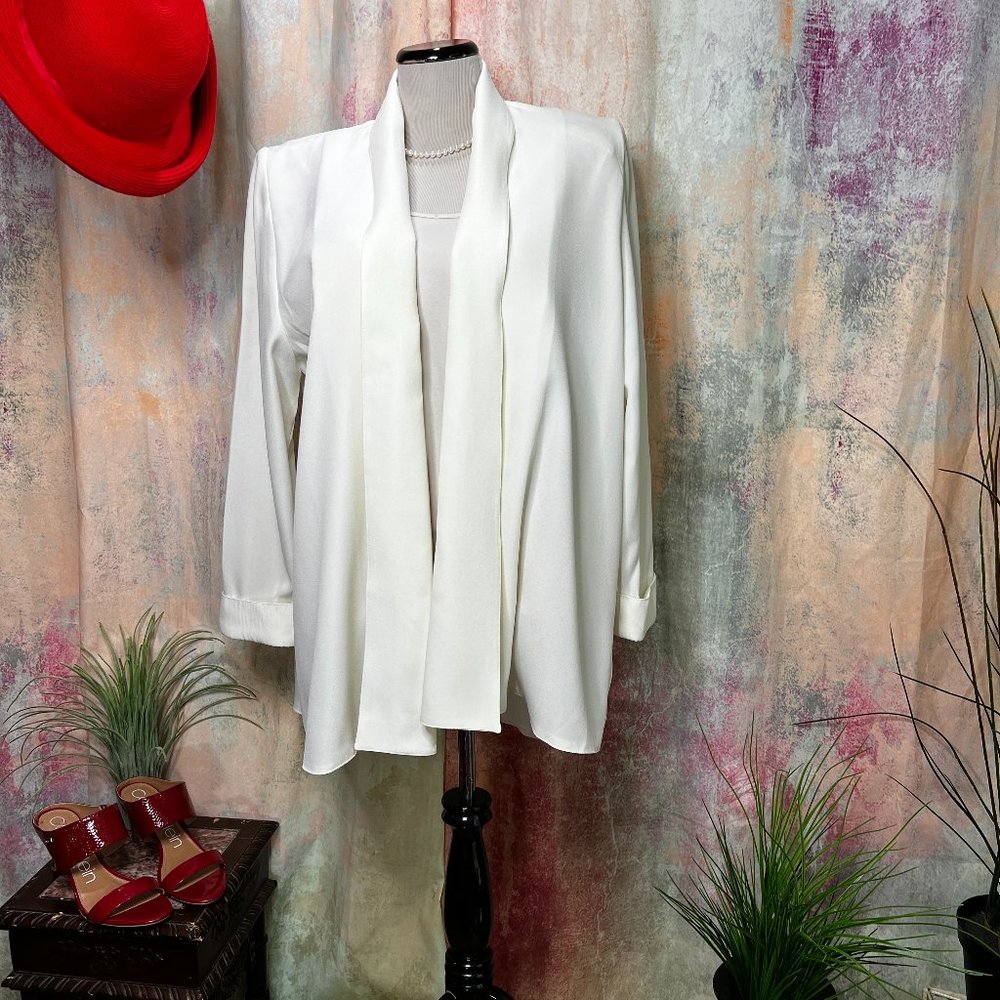 VTG📌 MUTLU Open Front Off White Shawl Collar Blazer - Jacket